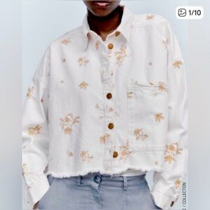 ZARA Embroidered Oversized Denim Jacket